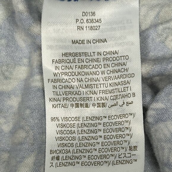 Boden Dress US Size 12 Blue Palm Trees Ruched V-Neck Pockets Swing Puff Sleeve - Picture 6 of 15